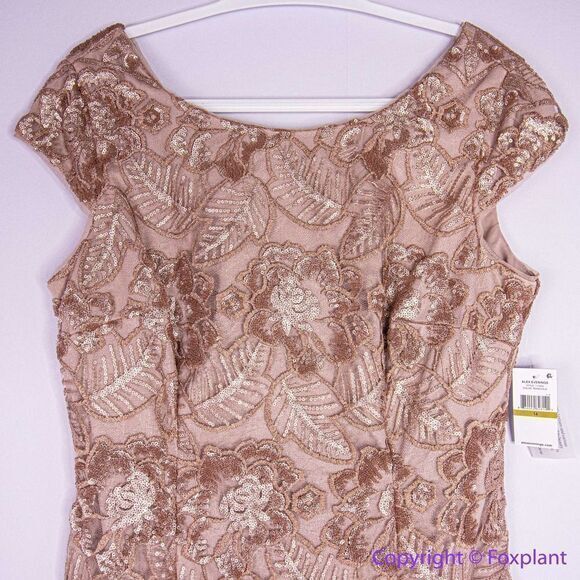 NEW Alex‎ Evenings cap sleeve Embroidered Sequin Lace Dress, 14 - Picture 3 of 16